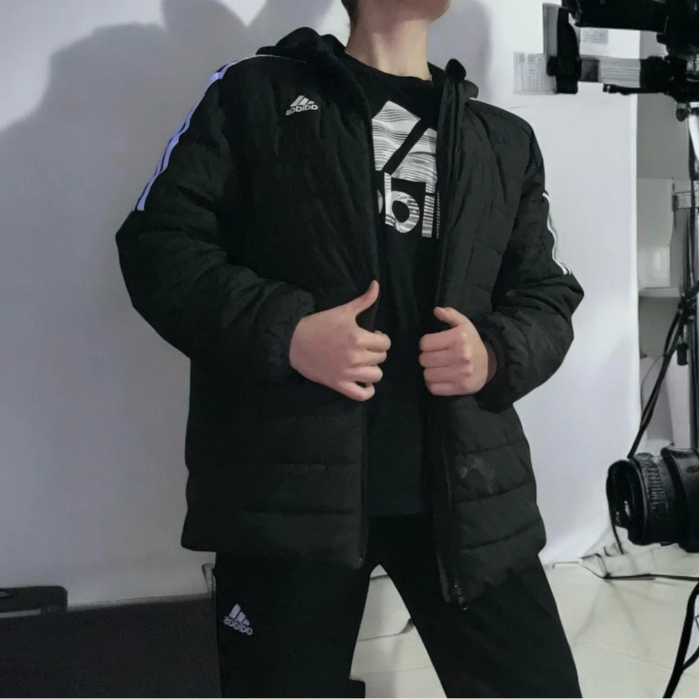 Black Adidas puffer coat mens small